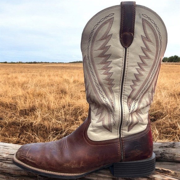 Ariat Men’s Amos Barley Brown and Cream Western Cowboy Boots Sz 13D - Picture 2 of 7